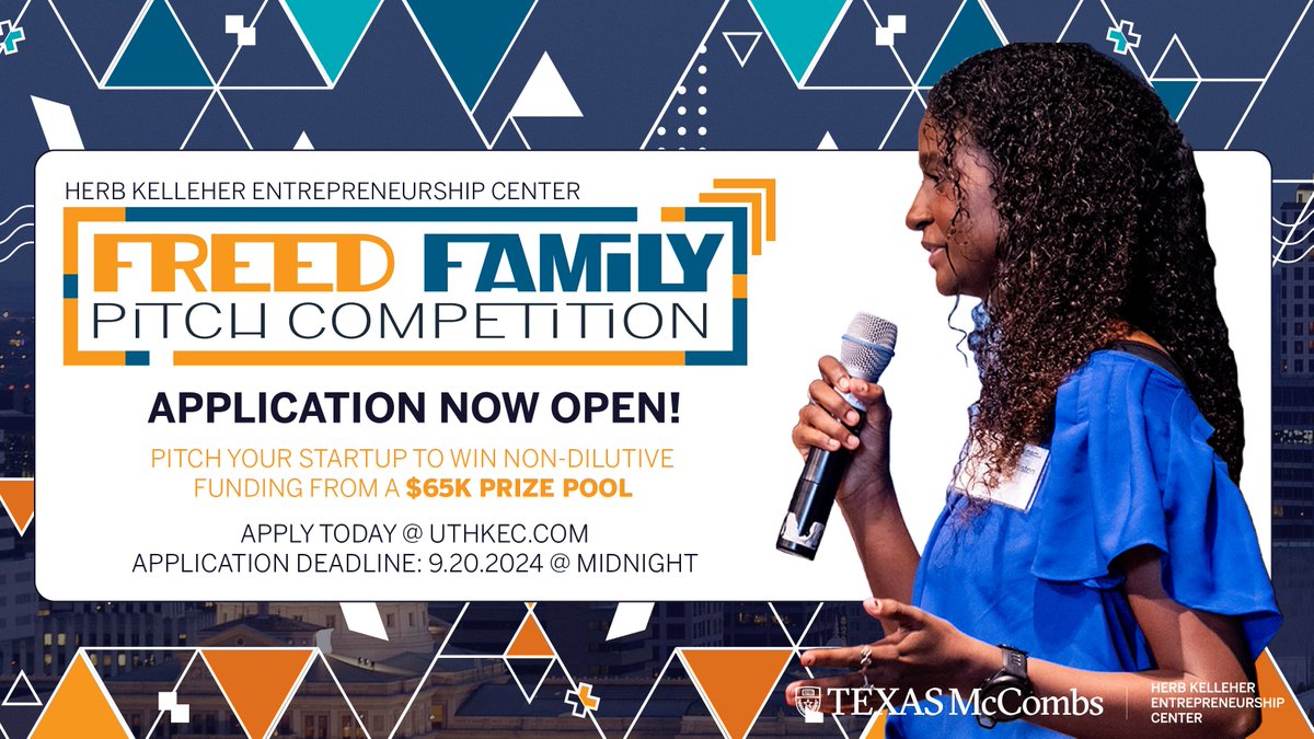 🚀 Are you ready to disrupt the norm? The Freed Family Pitch Competition is your stage! Pitch your vision, get game-changing feedback, and claim your share of $65k at UT's largest undergraduate pitch competition. 💸✨

Applications are now open: bit.ly/45VgyyL