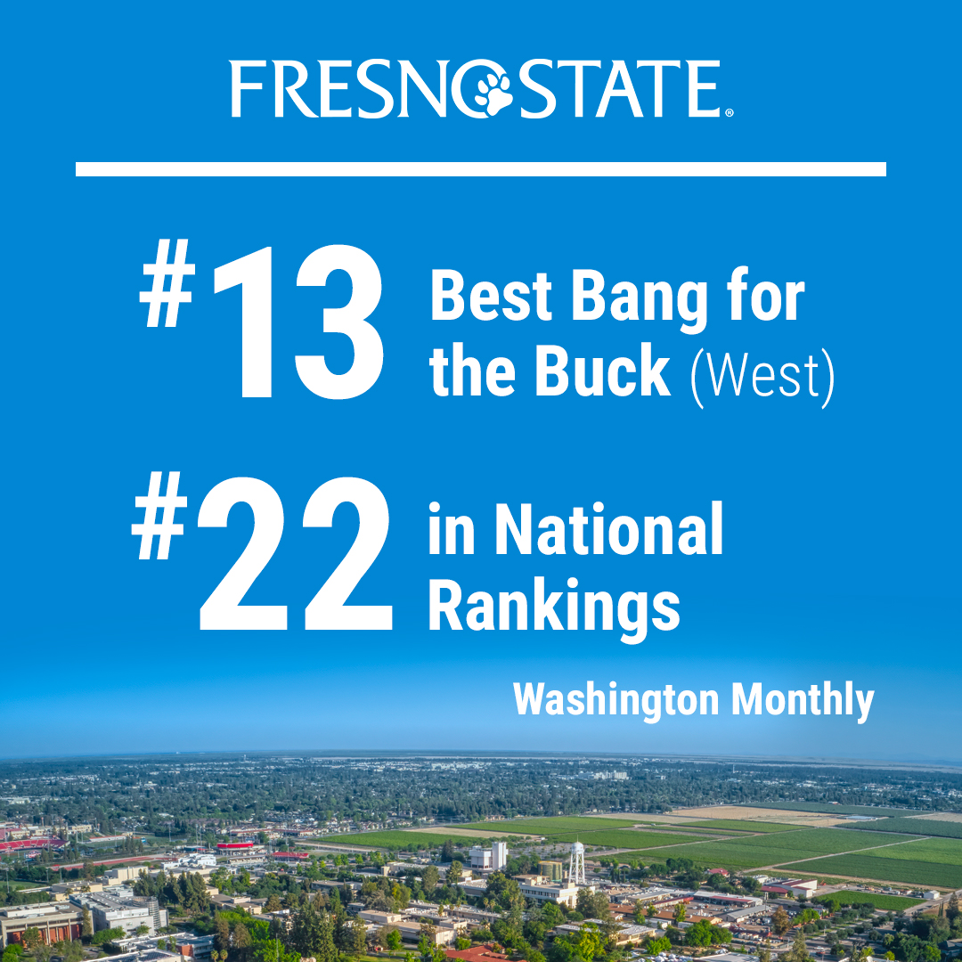Fresno State (@fresno_state) on Twitter photo Exciting news! 🎉
Fresno State improved its ranking among the best national colleges and universities, rising to No. 22 in the Washington <a href="/monthly/">Washington Monthly</a> annual list of top universities.
READ MORE: bit.ly/3X55ZWO Exciting news! 🎉
Fresno State improved its ranking among the best national colleges and universities, rising to No. 22 in the Washington <a href="/monthly/">Washington Monthly</a> annual list of top universities.
READ MORE: bit.ly/3X55ZWO