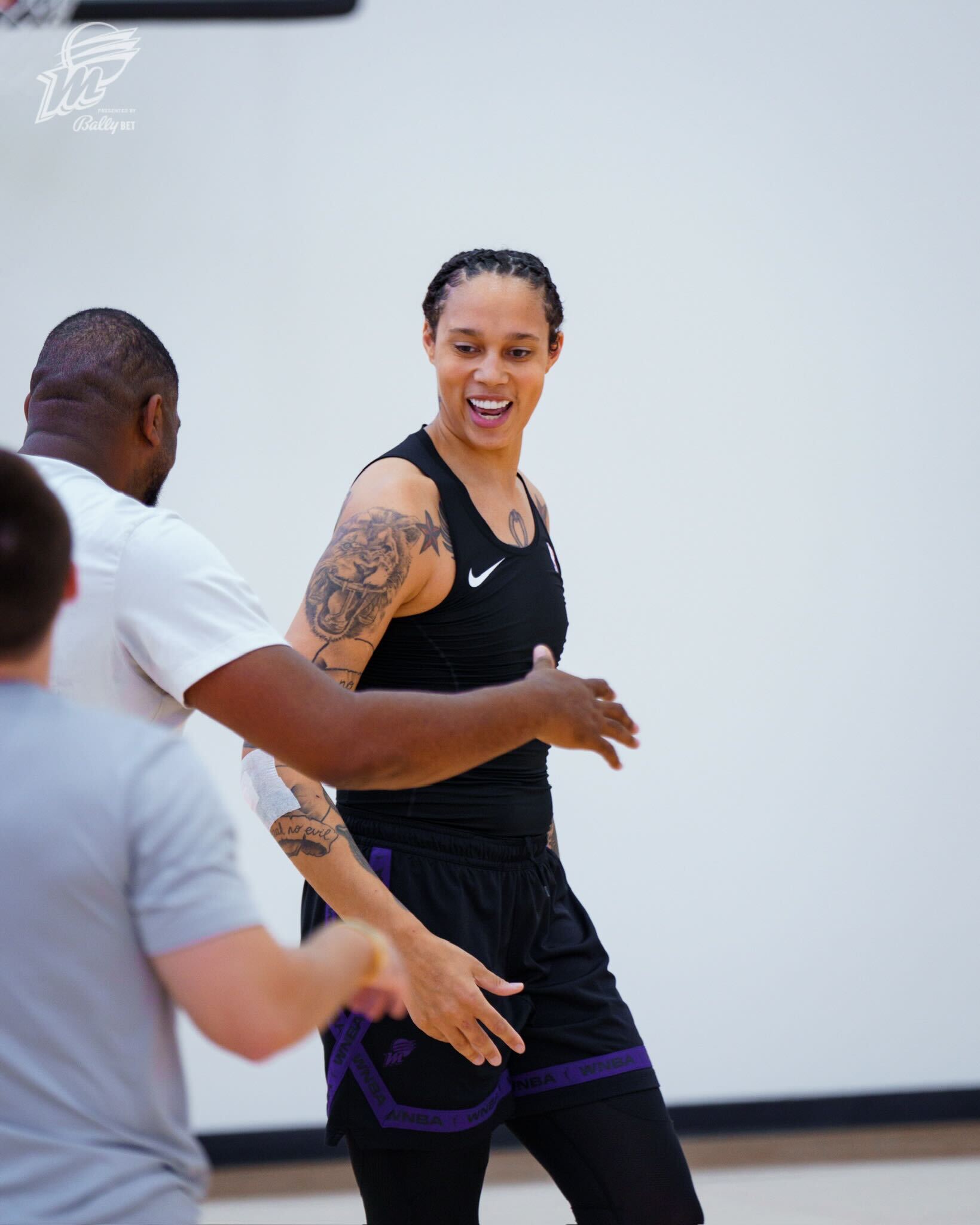 Brittney Griner smiling during shootaround