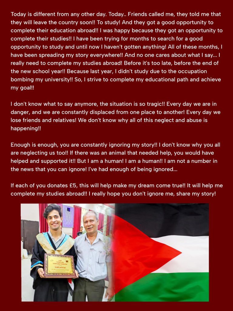 Abood6asser's tweet image. Enough is enough. Stop ignoring me.
gofund.me/24c8a25f 🆘