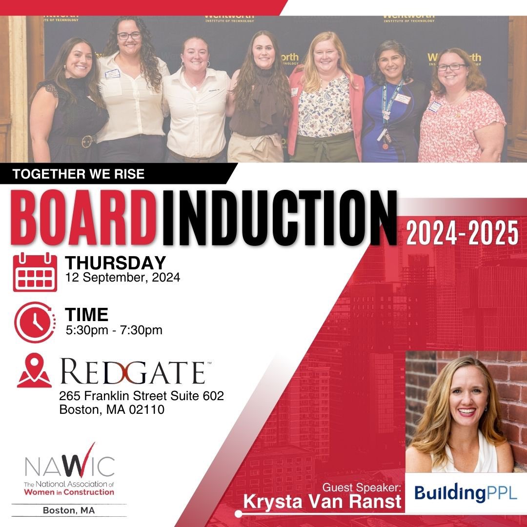 Join us for our 2024-2025 board induction of NAWIC #Boston!👷🏻‍♀️👷🏽‍♀️👷🏿‍♀️

#construction #womeninconstruction #architecture #design #realestate #engineering
