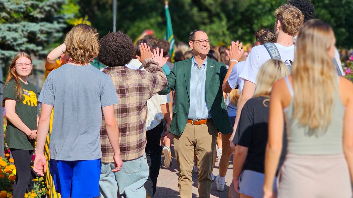 NDSU Research & Creative Activity (@ndsuvprca) on Twitter photo Greeting the freshman class at the front gates is a fun and yearly tradition for everyone at North Dakota State University.
It says, "We're glad you chose <a href="/NDSU/">North Dakota State University</a>. You belong here." Greeting the freshman class at the front gates is a fun and yearly tradition for everyone at North Dakota State University.
It says, "We're glad you chose <a href="/NDSU/">North Dakota State University</a>. You belong here."