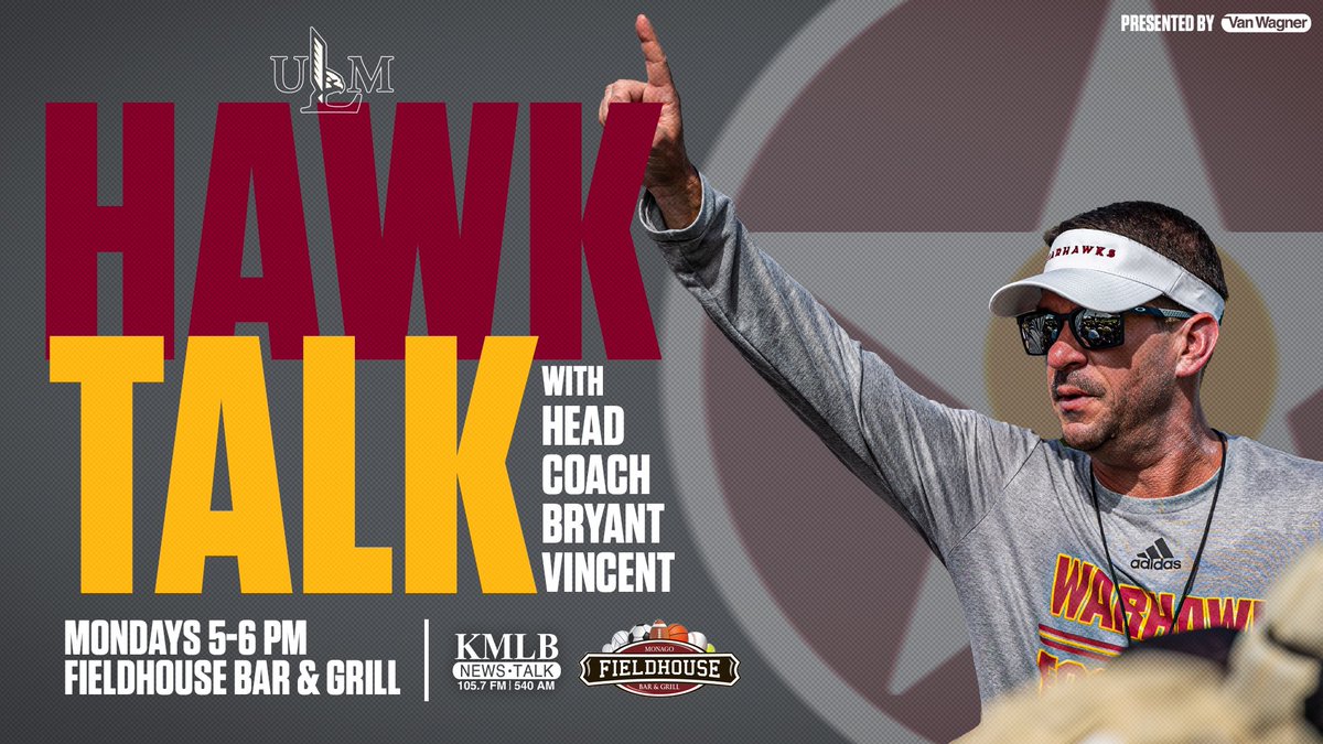 HawkTalk with <a href="/bryantvincent44/">Coach Bryant Vincent</a> starts tonight at 5 p.m. live from The Fieldhouse Bar &amp; Grill in Monroe.

<a href="/MikeHammett_/">Mike Hammett</a> will chat with Coach Vincent and player guests <a href="/Generalbooty10/">General Booty</a> and <a href="/Carlos_Numba5/">Car’lin Vigers</a> about the team’s season opener and much more! Make plans to join us!