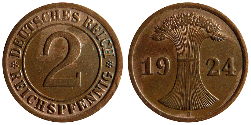 JVor100's tweet photo. Neben der weiterhin umlaufenden Rentenmark wird im Deutschen Reich die Reichsmark eingeführt, die im Wertverhältnis 1:1 zur Rentenmark steht.

#HeuteVor100Jahren #OnThisDay #1924LIVE #History https://t.co/uKsPASoYsH