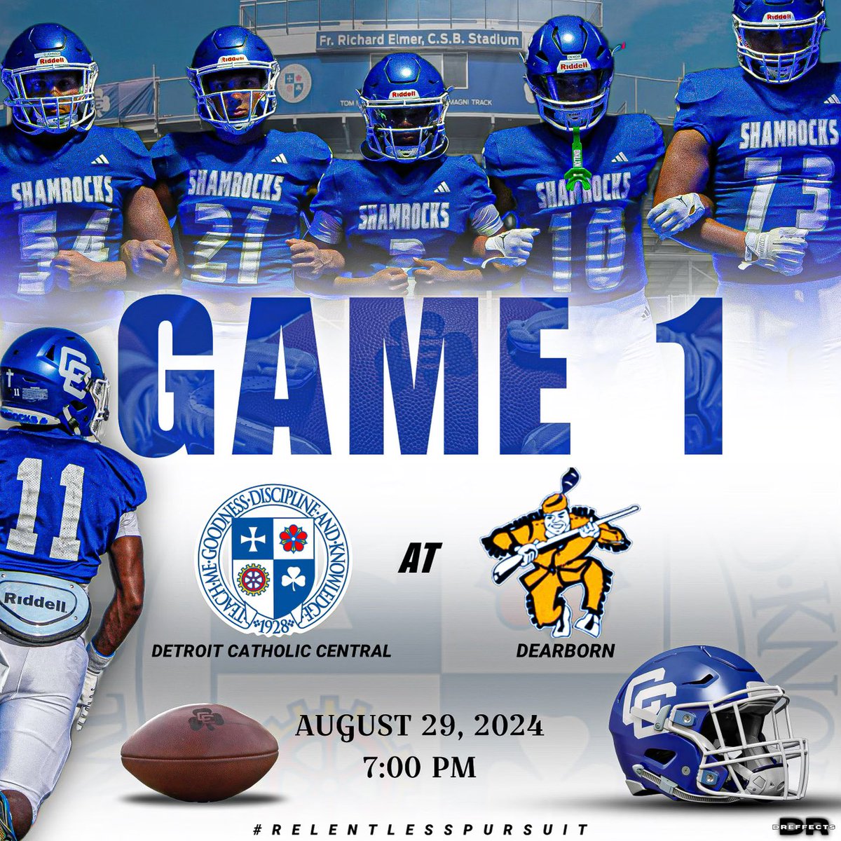 Detroit Catholic Central Football (@dccfootball) on Twitter photo Game 1
8/29/24
7:00 P.M.
@ Dearborn High School
DCC☘️ v. Dearborn High School
#RelentlessPursuit
@detroitccad <a href="/DCC_Media_/">Shamrock Media</a> @dcc1928 @dccshamrocks @detccstrength <a href="/ShamrockNation_/">SHAMROCK NATION</a> <a href="/DCCStudentAct/">DCC Student Activities</a> <a href="/DearbornFB/">Dearborn Football</a> <a href="/dreffectsedits/">DReffects</a> <a href="/jcessante/">Justin Cessante</a> Game 1
8/29/24
7:00 P.M.
@ Dearborn High School
DCC☘️ v. Dearborn High School
#RelentlessPursuit
@detroitccad <a href="/DCC_Media_/">Shamrock Media</a> @dcc1928 @dccshamrocks @detccstrength <a href="/ShamrockNation_/">SHAMROCK NATION</a> <a href="/DCCStudentAct/">DCC Student Activities</a> <a href="/DearbornFB/">Dearborn Football</a> <a href="/dreffectsedits/">DReffects</a> <a href="/jcessante/">Justin Cessante</a>