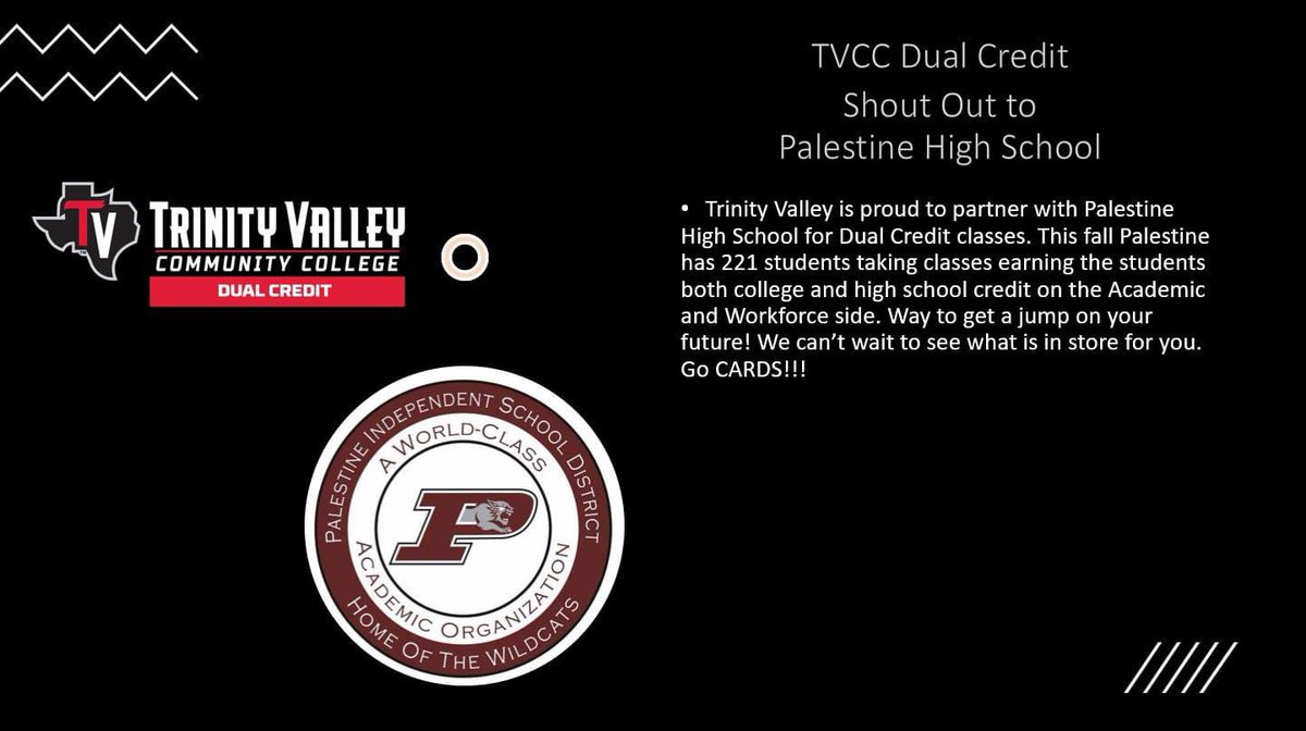 We are proud to partner with Palestine High School. Way to go CARDS!!