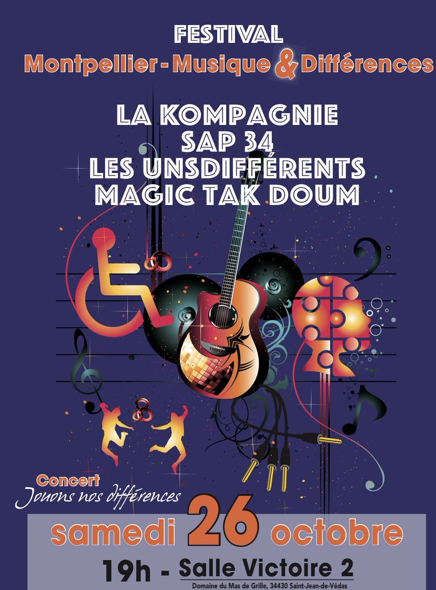 Merci de partager au maximum ! Venez passez un bon moment le 26 octobre ! #Handicap #autisme #inclusion <a href="/Solidarite_gouv/">Ministère des Solidarités</a> <a href="/Sante_Gouv/">Ministère de la Santé</a> <a href="/RegionOccitanie/">Occitanie Pyr-Med</a> <a href="/MinistereCC/">Ministère de la Culture 🇫🇷</a> <a href="/education_gouv/">Ministère Éducation nationale</a> <a href="/Elysee/">Élysée</a> chiche venez !