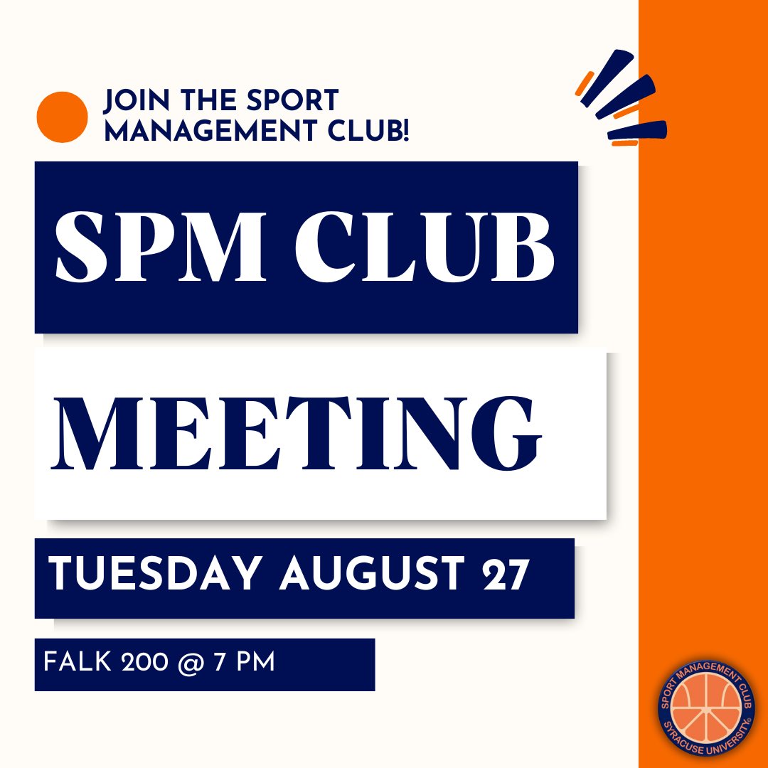 SPM Club is back! Join us tomorrow for our first meeting of the semester in FALK 200 @ 7 PM. We will be going over introductions and discussing our upcoming Charity Sports Auction. Tell your friends to come and join, it’s going to be a great semester!!