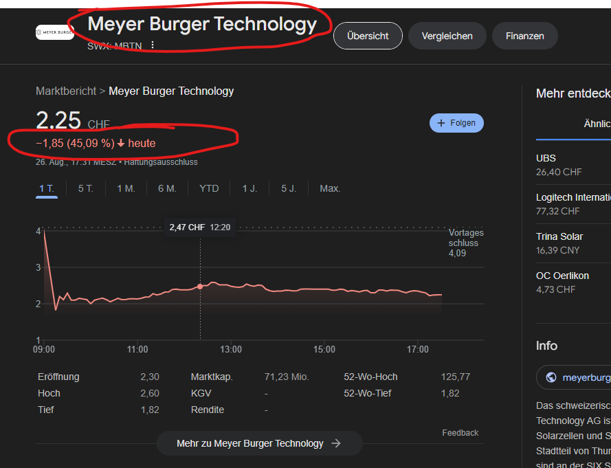 E_Boeminghaus's tweet image. Die Geier kreisen über die letzten Überbleibsel der europäischen Solarindustrie – die Auftritte bei Markus #Lanz (Link unten) haben nichts gebracht. #MeyerBurger cancelt die Amerika-Aktivitäten und stürzt an der Börse völlig ab (minus 45 Prozent - heute!). #Niedergang #Absturz