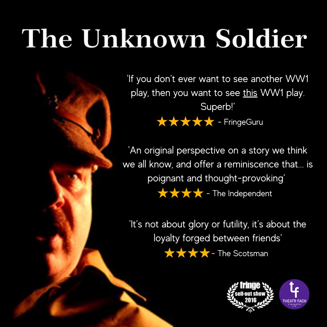 Theatr Fach Llangefni (@tfllangefni) on Twitter photo 🎭 The hit 2016 sell out show from Edinburgh Fringe - The Unknown Soldier is coming to <a href="/TFLlangefni/">Theatr Fach Llangefni</a>
The play has received numerous four and five star reviews and has now been published by Bloomsbury. ⭐️⭐️⭐️⭐️⭐️
🗓️ Friday, 8th November
⏰ 19:30
🎟️ theatrfachllangefni.cymru/digwyddiadau 🎭 The hit 2016 sell out show from Edinburgh Fringe - The Unknown Soldier is coming to <a href="/TFLlangefni/">Theatr Fach Llangefni</a>
The play has received numerous four and five star reviews and has now been published by Bloomsbury. ⭐️⭐️⭐️⭐️⭐️
🗓️ Friday, 8th November
⏰ 19:30
🎟️ theatrfachllangefni.cymru/digwyddiadau