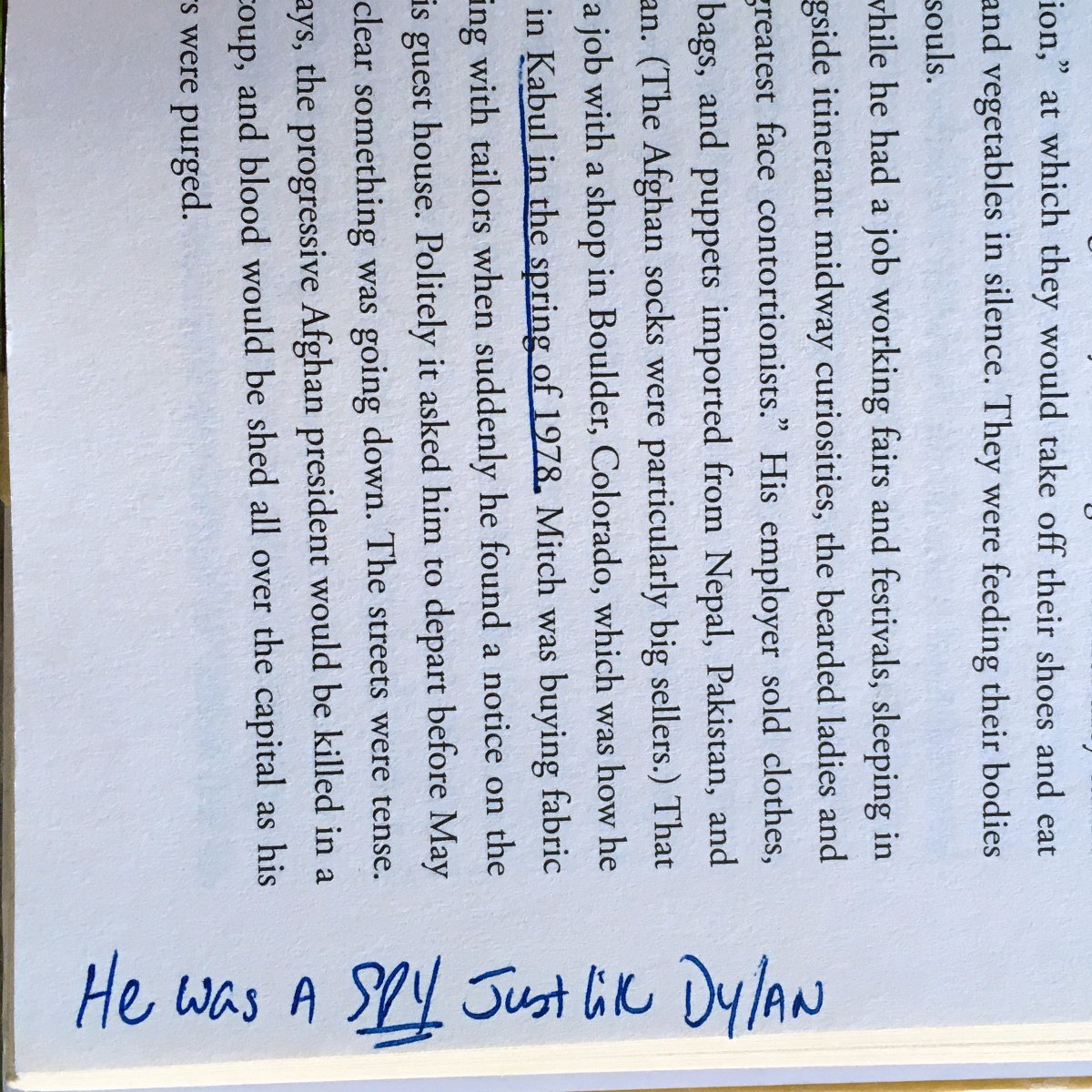 Currently reading David Kinney's book about obsessive (and sometimes unhinged) #BobDylan fans; this was in the margin.