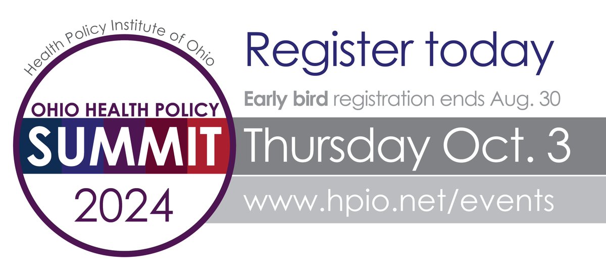 This week is your last chance to get early-bird registration rates for our first-ever Ohio Health Policy Summit, scheduled for October 3rd at the Fawcett Center in Columbus. To learn more or sign up, please visit healthpolicyohio.org/events/2024/10…
