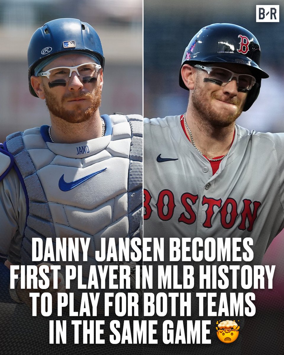 BleacherReport's tweet photo. Danny Jansen just played for TWO MLB teams in the SAME GAME 🤯@BRWalkoff 

Full story here: https://t.co/17nZ2kT2RH https://t.co/LWLxs9CCO2