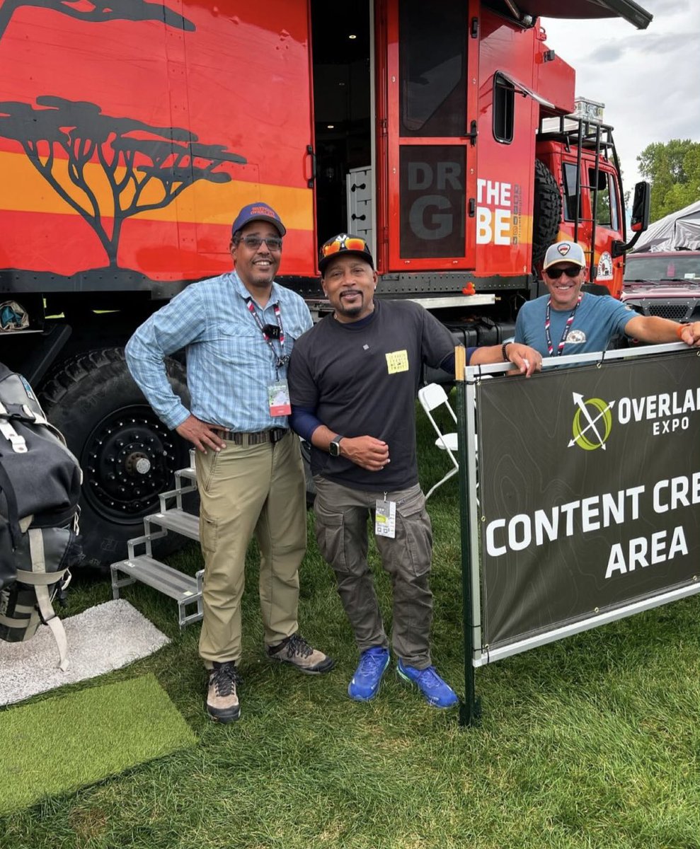 DriveTheGlobe's tweet photo. Had a very special guest Daymon John from  @sharktankabc stop by the @drivetheglobe expedition truck for a visit with the team from @dometic  #waypointoverland #overland #overlanding #traveler #adventure #expedition  #explore #offroad #nomad  #overlandcommunity #podcast  #adventuretravel #adventurevehicle #overlandexpo #overlandexpomtnwest2024 #offroading #camping #overlandexpomtnw