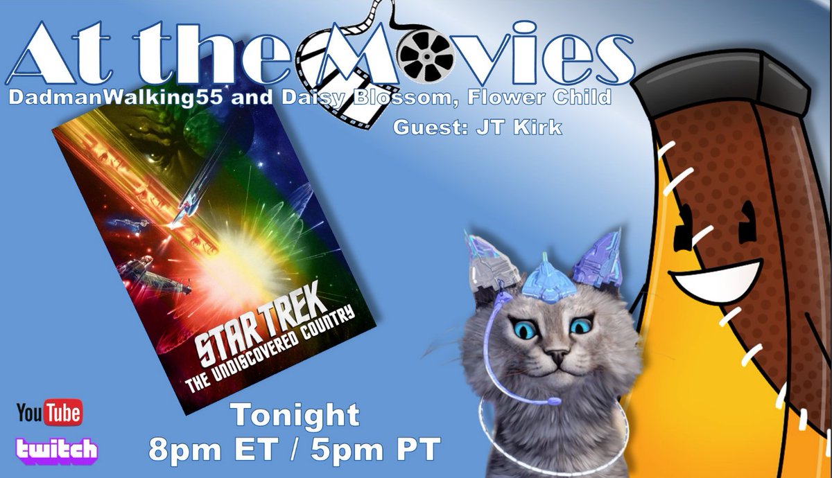 dadmanwalking55's tweet photo. At the Movies! Tonight at 8 PM ET - Star Trek VI: The Undiscovered Country join my cohost @DaisyBlossomfl1 & me discussing this one. Joining us for the 2nd month in a row will be @JarenKuchta https://t.co/Nm5ItZwYQX & https://t.co/3AP7f6zqCj #startrek #undiscoveredcountry https://t.co/tAY8Hx8PhX