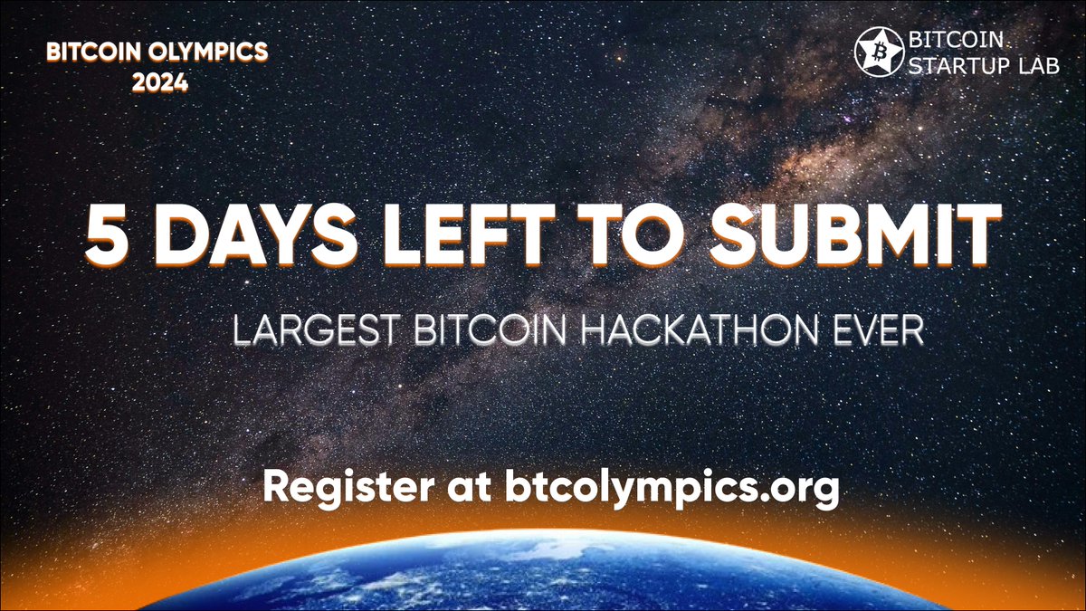 btcstartuplab's tweet photo. The finish line is in sight!
Just 5 days left to submit your project and claim your place among BTC innovators!
๐ ๏ธ Get building! ๐ https://t.co/yCNOZRxAiz
Prize Pool: Over $500,000 waiting to be won!
#BTCHackathon #BTCBuilders #HackathonCountdown https://t.co/nXQbRaIvLs