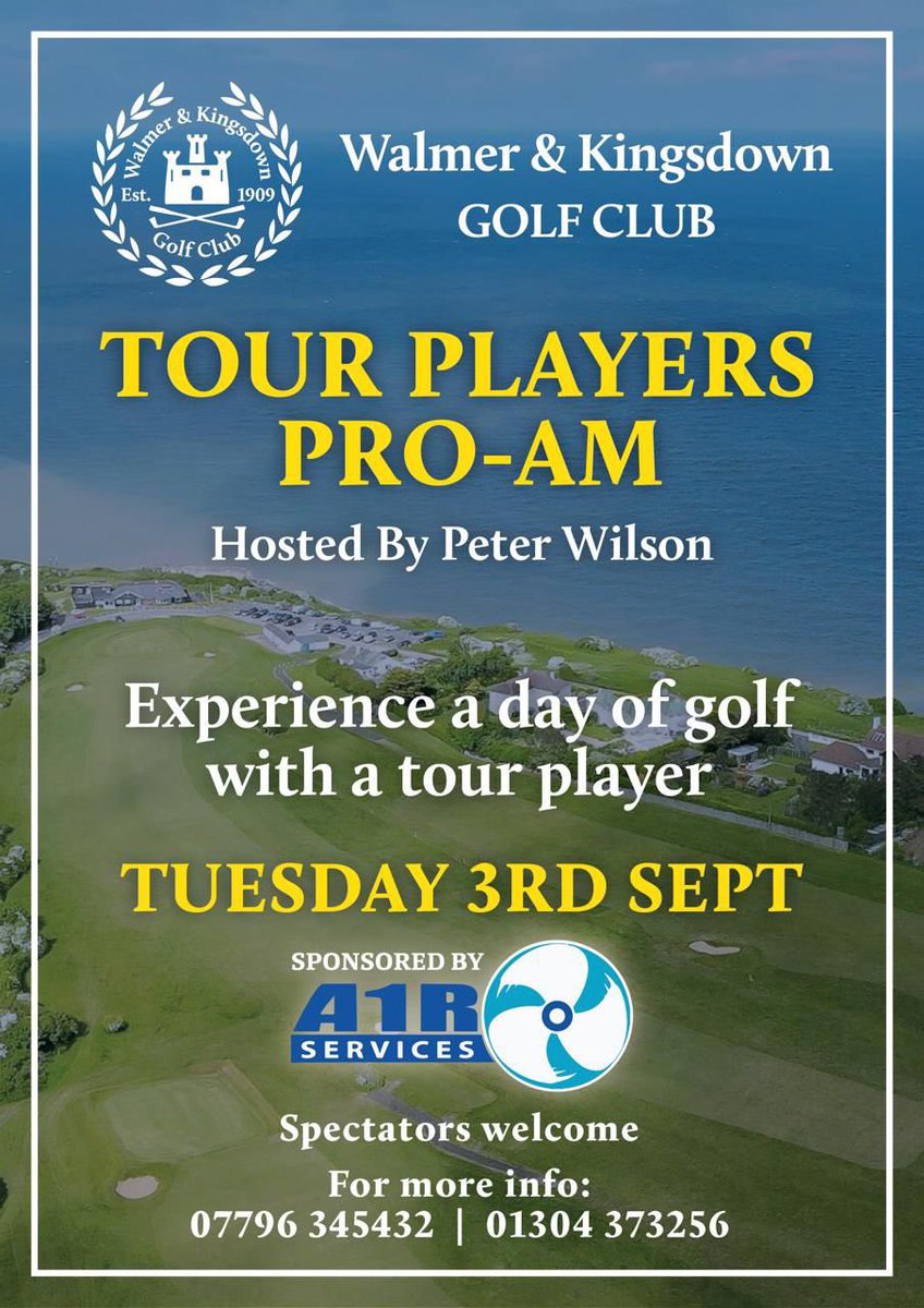 Anyone fancy watching an incredible day of top tour players in Kent at this pro-am <a href="/kingsdowngolf/">Walmer & Kingsdown GC “The Club on the Cliffs”</a> please can you re-tweet 😄😉 <a href="/pwilsongolf/">pwilsongolf</a>