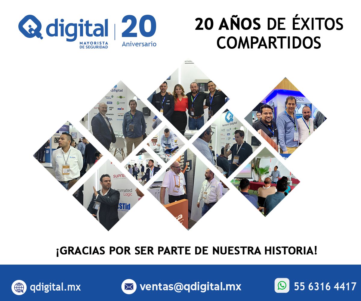 QdigitalMX's tweet photo. 🎉 ¡Hoy celebramos 20 años de trayectoria en el mundo de la seguridad electrónica! 🎉

#Qdigital20Años #AniversarioQdigital #20AñosDeSeguridad #Celebrando20Años #20AñosContigo #20AñosDeConfianza #GraciasClientes #NuestrosClientesNuestraFamilia #HaciendoHistoriaJuntos https://t.co/qRkaH6sgqv