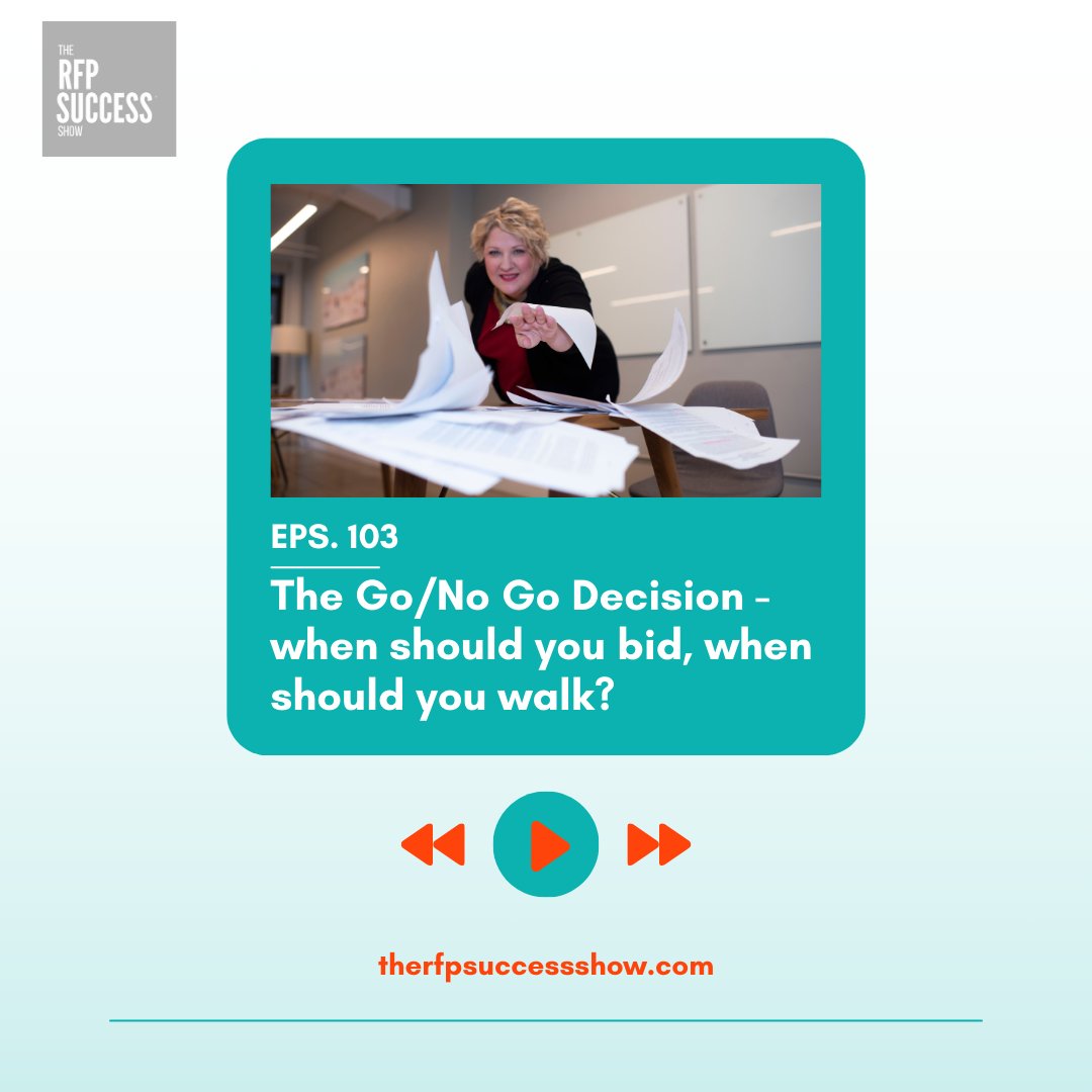 In Episode 103 of The #RFPSuccess Show, we break down the go/no-go decision. Don’t waste time on every RFP—learn how to assess opportunities smartly and bid with confidence. 🎯

🎧 Listen here: therfpsuccesscompany.com/podcasts/how-t…

#RFP #SalesStrategy #B2B #ProposalManagement