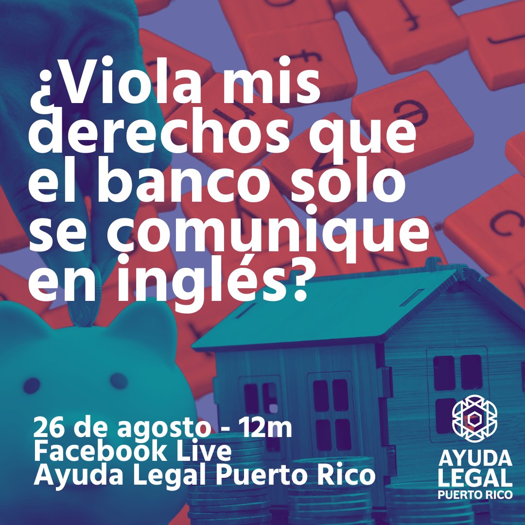 Acompaña al equipo de #DerechoATuCasa en este Facebook Live de preguntas y respuestas sobre los derechos que te protegen si tu banco hipotecario insiste en comunicarse en inglés. Defiéndete contra el discrimen por origen nacional. 28 de agosto al mediodía.