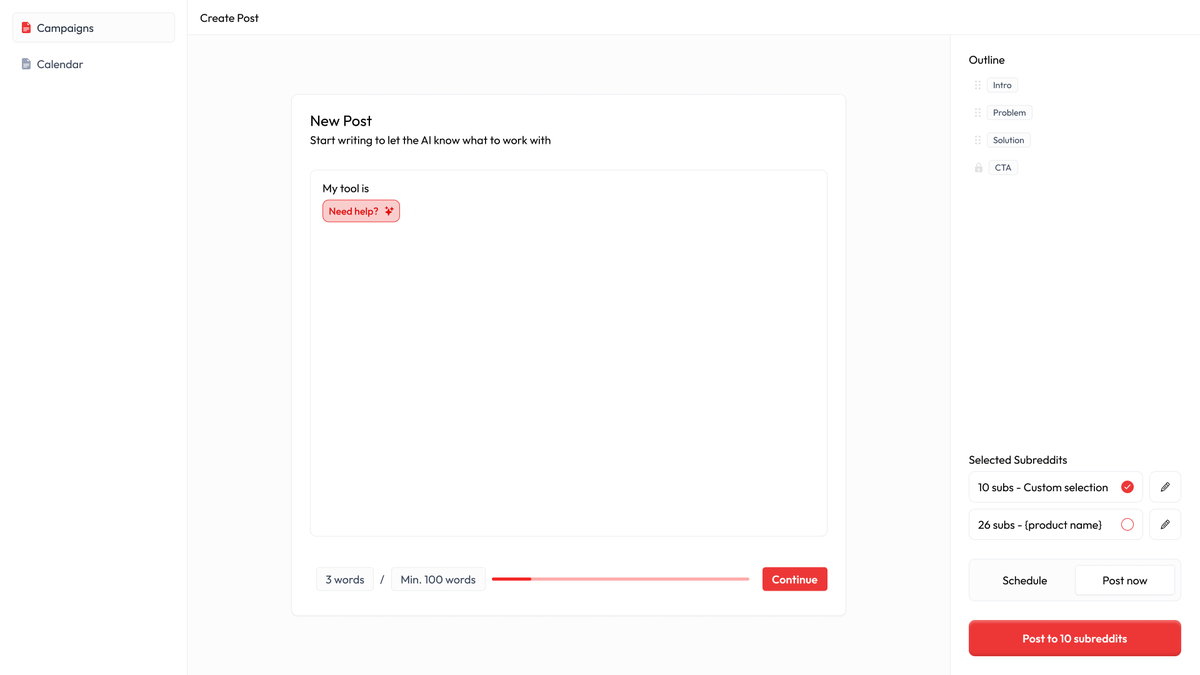 I usually 𝘴𝘶𝘤𝘬 at marketing

But I've had some success a few times

And every time, it has been with Reddit!

So now I'm making a tool to help me do that more 😄
#buildinpublic