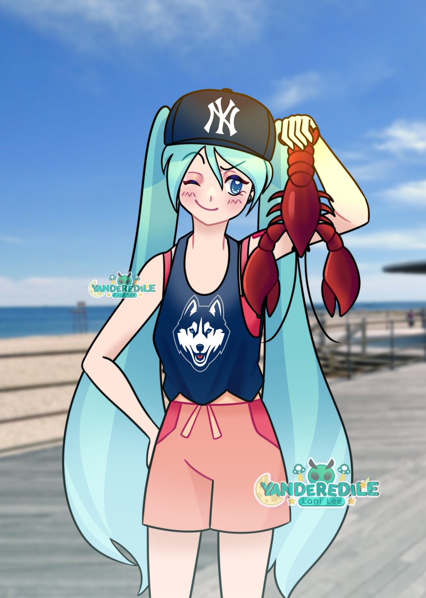 yanderedile's tweet photo. Heard ya'll like Miku, meet Connecticut Miku! 🦞 https://t.co/AXmTpQ4KSa