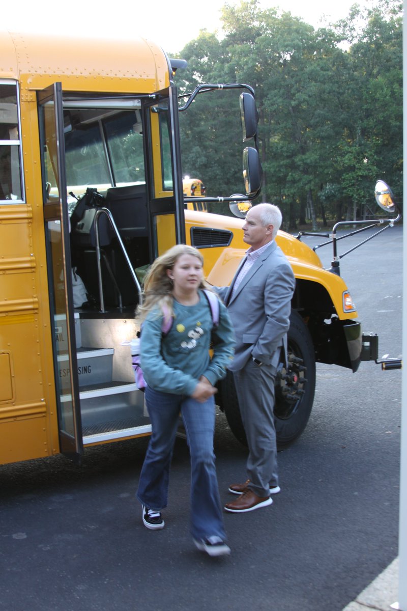 Superintendent Dr. Bill Griffin got first-hand experience riding a bus this morning in the Hiddenite community. Happy First Day of School, ACS! #acschildrenfirst