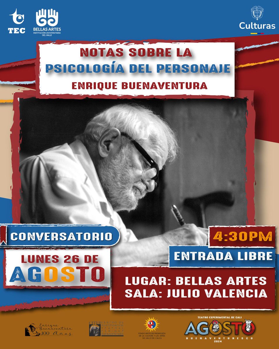 HOY 4:30 PM
Entrada libre 
Notas sobre la psicología del personaje.
Sala: Julio Valencia
Bellas Artes