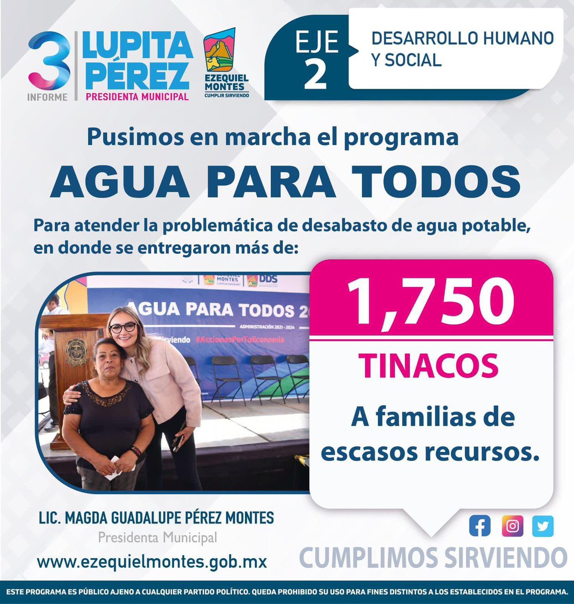 🔵Pusimos en marcha el programa “Agua para Todos”, para atender la problemática de desabasto de agua potable, en donde se entregaron más de  1,750 tinacos, a familias de escasos recursos.💦 ☑️
#3erInformeDeGobierno
#CumplirSirviendo
#GobiernoDePuertasAbiertas