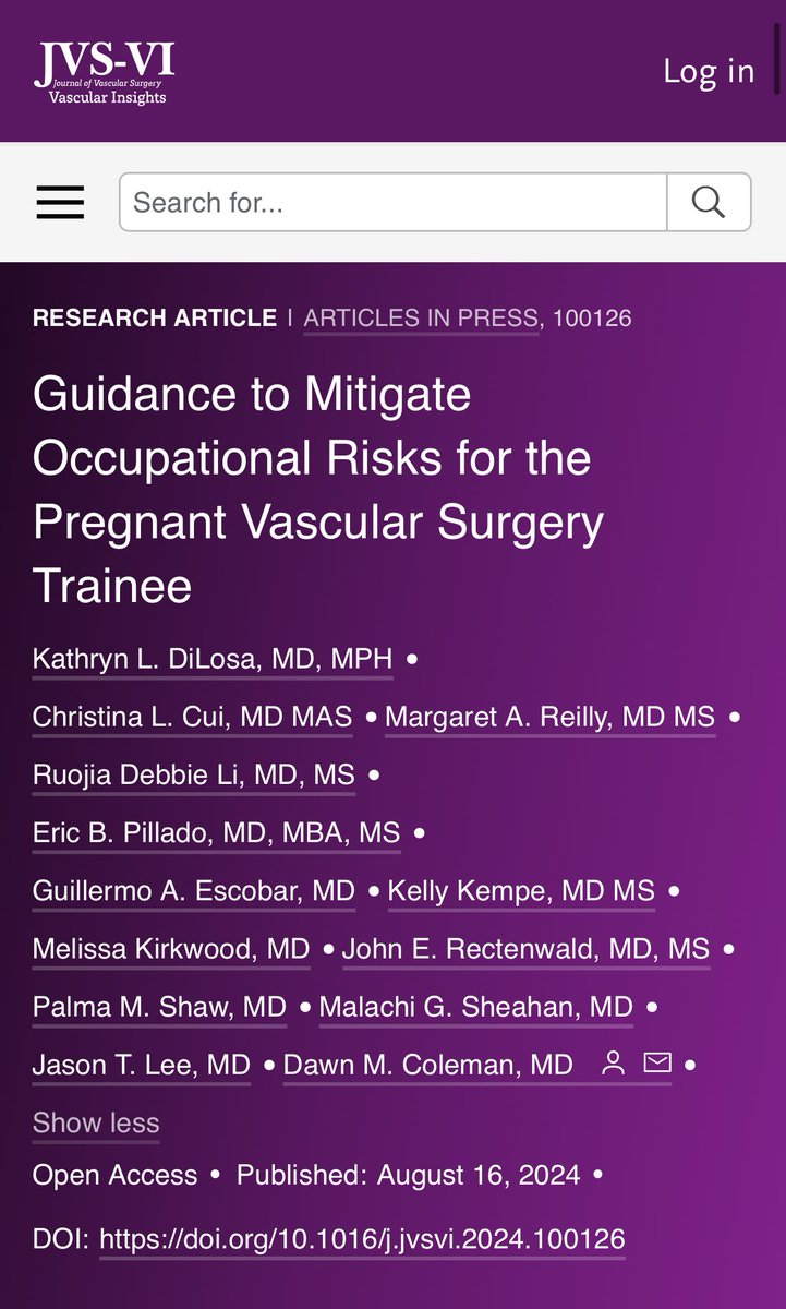 Eric Pillado, MD MBA MS (@drpillado) on Twitter photo “Guidance to Mitigate Occupational Risks for the Pregnant Vascular Surgery Trainee”
With a more diverse workforce, we must support all.
Fantastic work by <a href="/KatDiLosa/">KatDiLosaMD</a> and the rest of the team to spearhead an important topic in vascular surgery training!
jvsvi.org/article/S2949-… “Guidance to Mitigate Occupational Risks for the Pregnant Vascular Surgery Trainee”
With a more diverse workforce, we must support all.
Fantastic work by <a href="/KatDiLosa/">KatDiLosaMD</a> and the rest of the team to spearhead an important topic in vascular surgery training!
jvsvi.org/article/S2949-…
