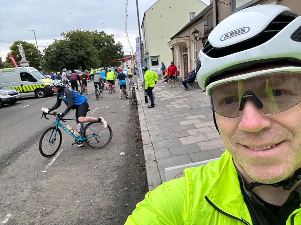 This pic was taken by Martin at the Antrim Castle halfway point stop. (His final time for the event included his pit stops as he forgot to start/stop his Strava!) An amazing achievement especially cycling in the very wet weather yesterday!