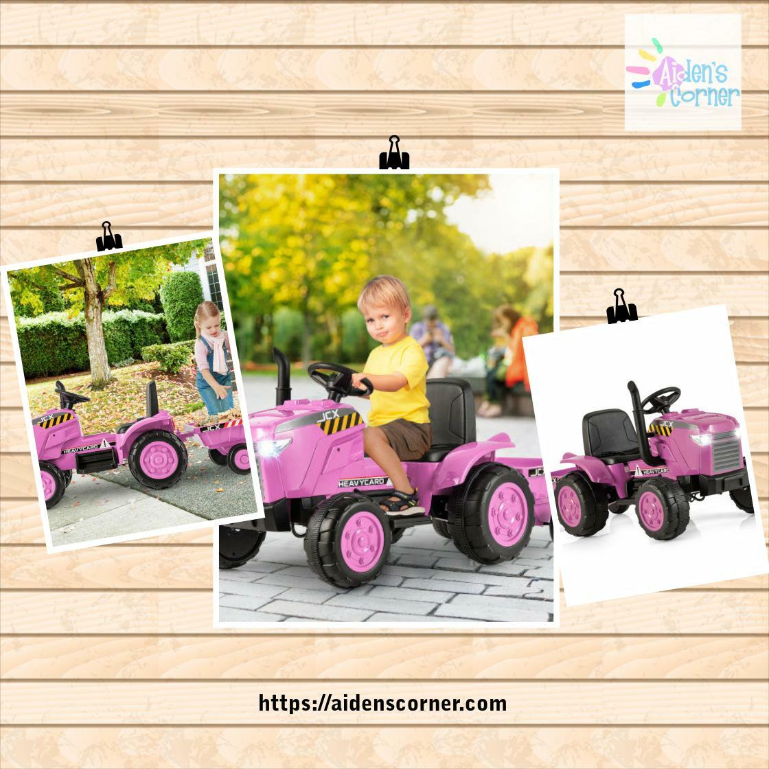 BUYCADE's tweet image. In stock. Going soon. 12V Kids Ride On Tractor with Trailer and Remote Control-Pink only at $164.00.. 
aidenscorner.com/products/12v-k…