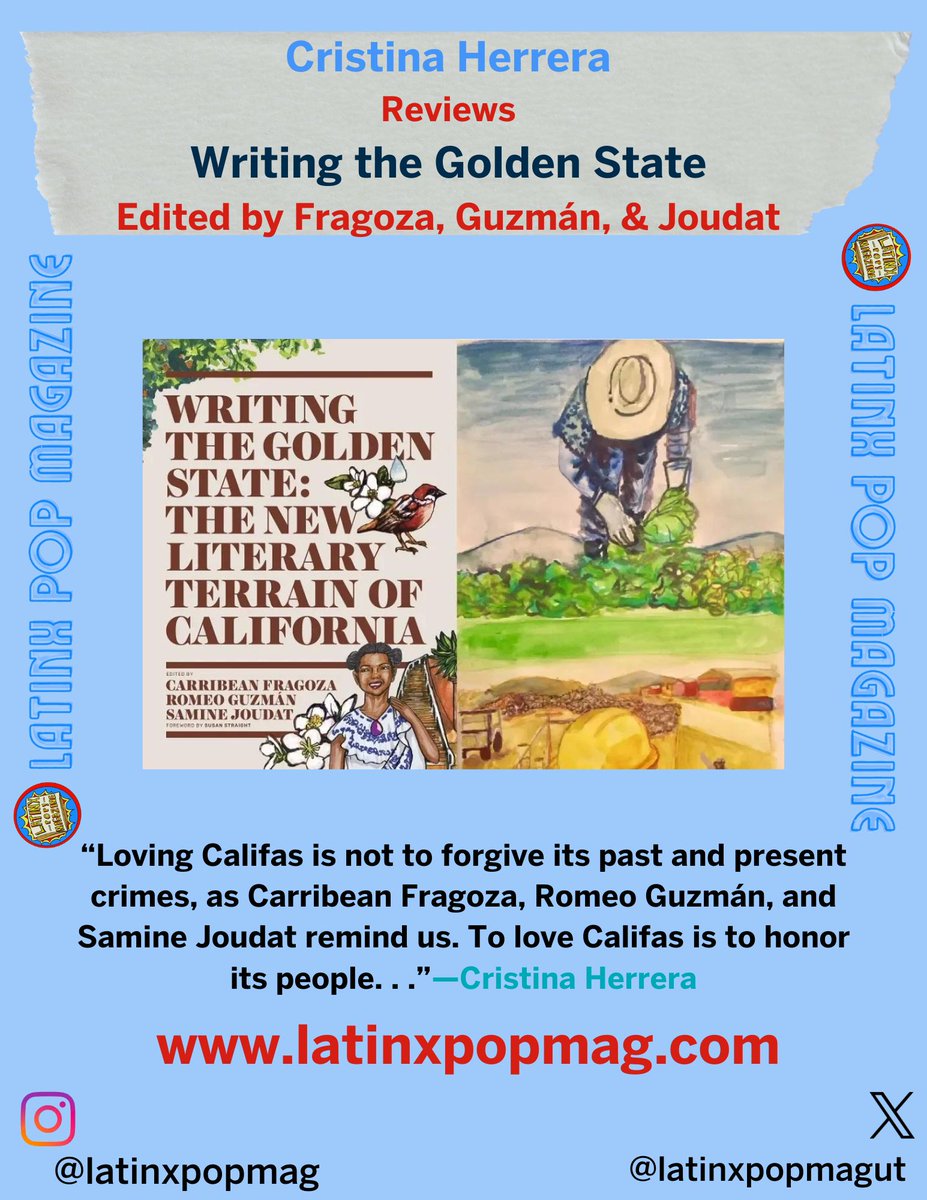 HOT OFF PRESS! Cristina Herrera Reviews Writing The Golden State!
🤝✨CHECK OUT: LATINXPOPMAG.COM🤝✨
@guategamerphd <a href="/DrCristinita/">Cristina Herrera</a> <a href="/KMSweeneyRomero/">Katlin Marisol Sweeney-Romero, PhD</a> <a href="/91LauraMichelle/">Laura Fernandez, PhD</a> @CarlosGK22 @prof_eabad @latinostudiesUT @liberalartsUT <a href="/Jenicaro009/">Jennifer Carolina</a> <a href="/DrMorey1/">José Morey, M.D.</a>