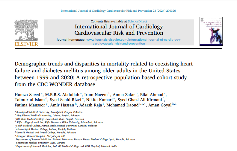 ba148090's tweet photo. Very pleased to share our research article on #HeartFailure mortality association with #diabetes patients in #US population at @ElsevierConnect with a focus on recent #trends. It has also been accepted for scientific sessions in #AHA24. Do check it out https://t.co/XhAd3PyVJp https://t.co/B1LXeERszT