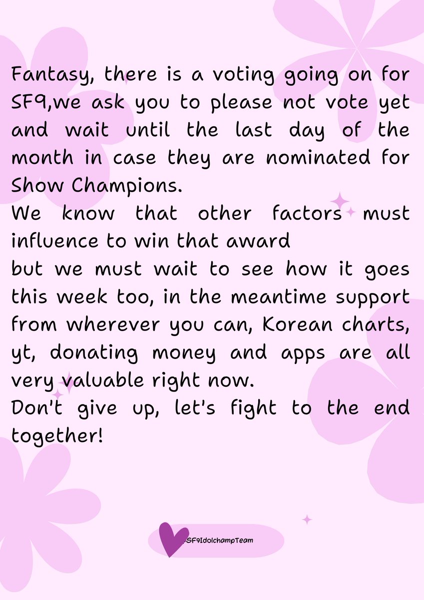 SF9_Idolchamp's tweet photo. β’ Fantasy, please remember that if we all pull in the same direction, things can turn out better.
Take your time and read the image.
π #ALLFORSF9 #SF9 #μμ€μνλμΈ #Dont_Worry_Be_Happy https://t.co/Te0SDPYsyn
