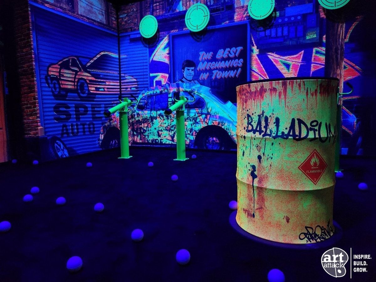 artattackfx's tweet image. Game On! Dive into the fast-paced excitement of Balladium, where foam balls and blaster cannons fuel the fun! Transform your venue into an action-packed arena with Art Attack! #InspireBuildGrow #Balladium #FastPacedFun #HDGraphix #FamilyEntertainment #FunCenter #FEC