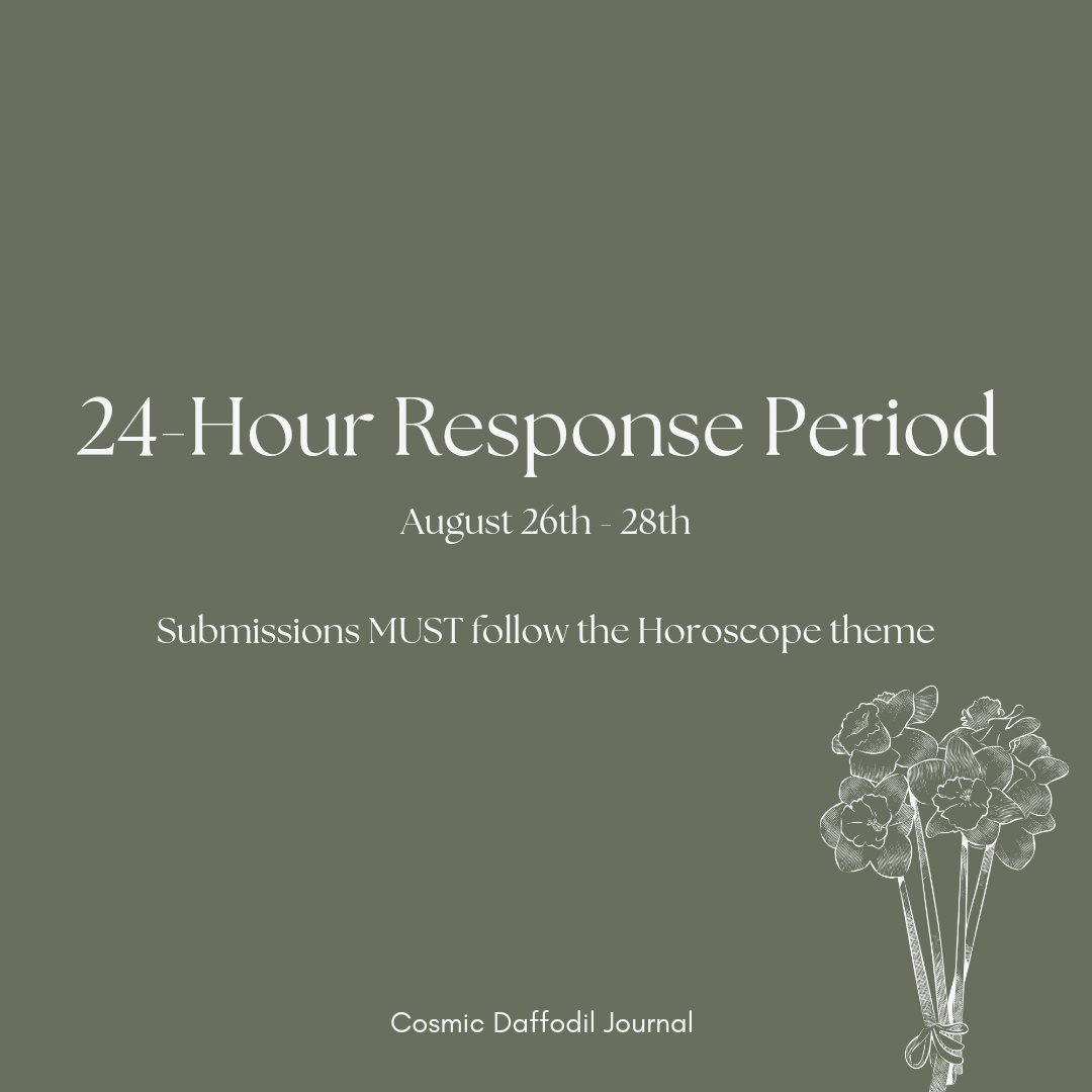 Our 24-hour response period WITH feedback begins today! ✨️

Submissions must follow the Horoscope theme. We are especially looking for ARIES, TAURUS, and GEMINI pieces.

Thank you ♡ 

#WritingCommunity #writersoftwitter #writerslift #callforsubmissions
