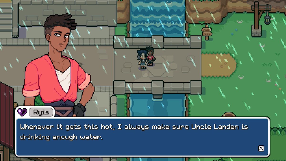 Nimilla's tweet photo. He looks angry when he asks Cyra if she drank enough water 😳
#fieldsofmisteria https://t.co/Y5R1Ry9PZs