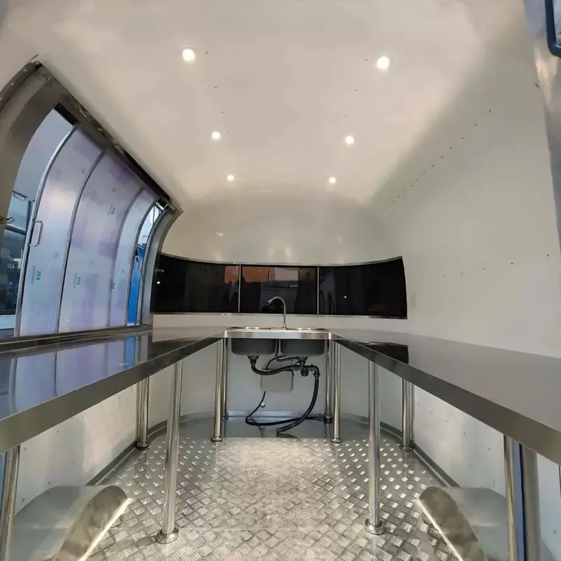 For sale: Food truck trailer at starting $5,500 (includes basic equipment).
Size can be tailored.
Enables internal equipment installation.
Offers exterior sticker customization.
Message us if intrigued.