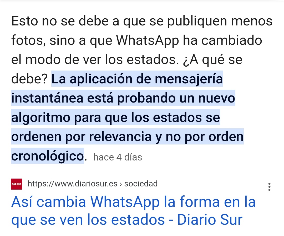 HirynaNasarian's tweet photo. Ahora los Estados de WhatsApp no se ven en orden desde el más reciente al más antiguo, sino por orden de "relevancia"..... relevancia según Quien?🤷🏼♀️😫🤦🏼♀️ ahora ni veo nada importante #QueCagada
No sé que "genio" tan cabeza de ñame inventó esta actualización https://t.co/VSB375aIup