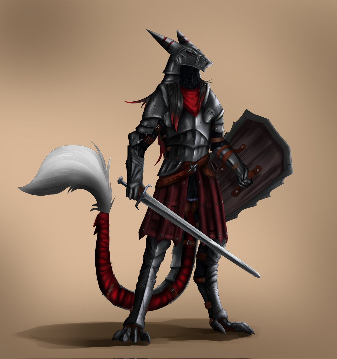 And on the note of Armored sergals. Here is his sister-in-arms Rhowden. The armor and armaments were designed to be like Black Prior from For Honor.
🎨 Alichart on FA