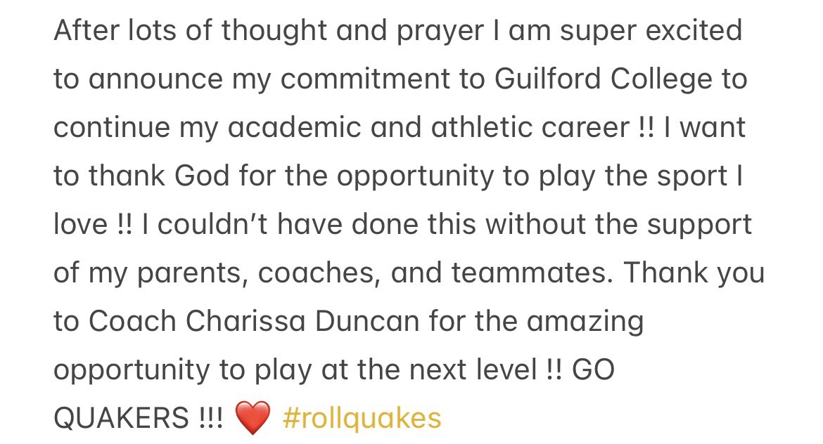Jayleen2025's tweet photo. Super excited to announce my commitment to Guilford College !! GO QUAKERS !!  @GuilfordSB @Coach_Charissa @todell04 @nc_dyson @JoshEdwardsDPT @ewilkessoftball https://t.co/eb31pMipZi
