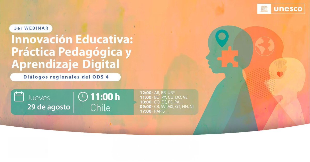 Como está la innovación educativa en la región?

Este  🗓️ jueves 29  presentaremos junto a <a href="/UNESCOSantiago/">UNESCO Santiago</a> <a href="/Reimagina_org/">Fundacion Reimagina</a> los resultados del diagnóstico de innovación educativa de América Latina, que realizamos junto a ministerios 
Toda la info aquí 👇🏻
lnkd.in/ed5UGUtQ