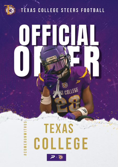 jatorionmoore5's tweet photo. #AGTG After a great conversation over the phone with @CoachATBates Blessed to Receive My 4th Offer From Texas College🟣⚪️ @TenahaFb @SR_scouting @PoohMoore4 https://t.co/rc5UyyFylv