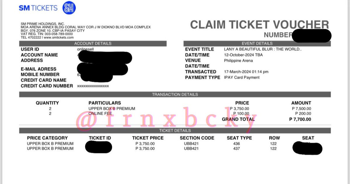 WTS LFB PH LANY a beautiful blur in PH ARENA

(2) Upper Box B Premium, Section 421 

- adjacent seats
- 3.6k each nalang
- unclaimed tickets. we can claim together

📍meet up only

tags: wts lfb wtb lfs lf lany concert manila ph 
#LANYInManila2024 #LANY #ABeautifulBlurTour2024