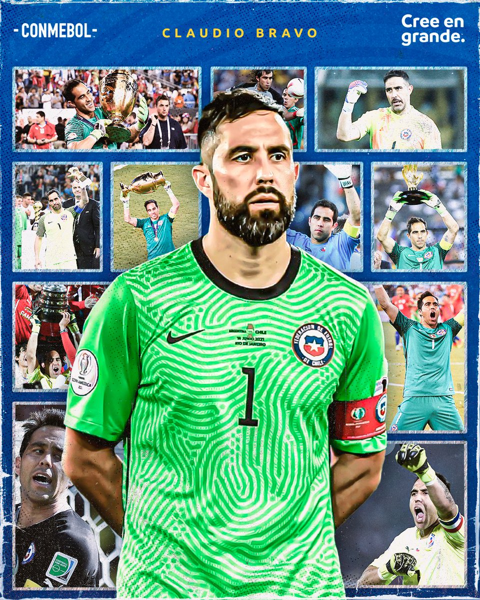 CONMEBOL's tweet photo. ¡Cuelga los guantes una leyenda de @LaRoja! Felicidades por tu carrera, @C1audioBravo 👏🏻🇨🇱

#CreeEnGrande https://t.co/GXP4b3hwzu