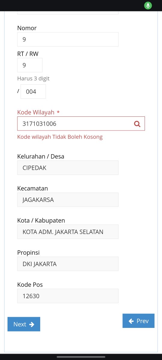 galihprstyo's tweet photo. @kring_pajak pagi min.. saya mau tanya ini kenapa kode wilayah kosong yaa padahal sudah di isi.. makasih https://t.co/JhKPad0lf0