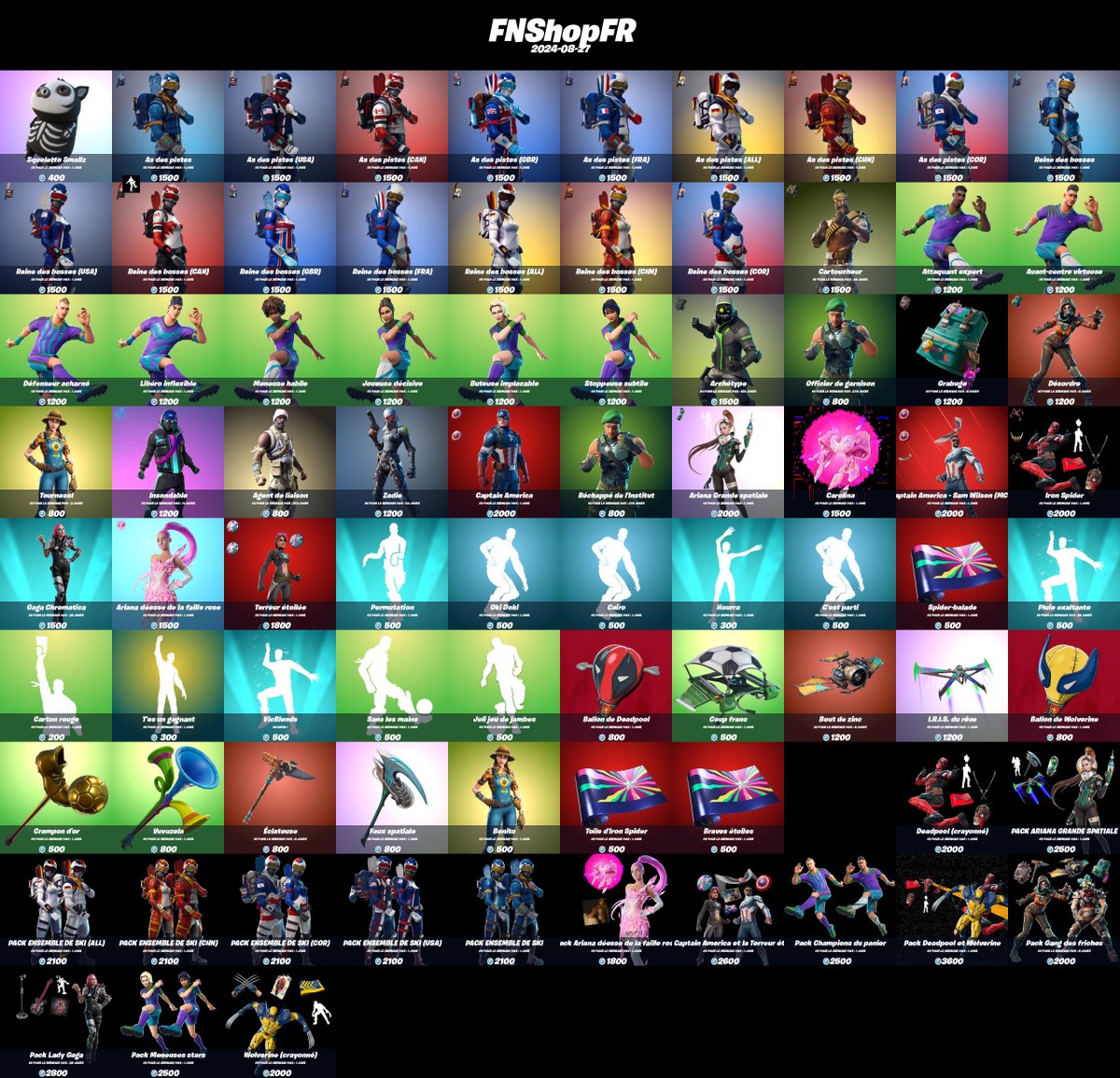 FNShopFR's tweet image. Boutique #Fortnite du 2024-08-27 !

N'oubliez pas d'activer les notifs pour ne rater aucune boutique. 🔔

Nombres d'items : 88
Maximum vu pour la dernière fois : 310 jours
Minimum vu pour la dernière fois : 0 jours