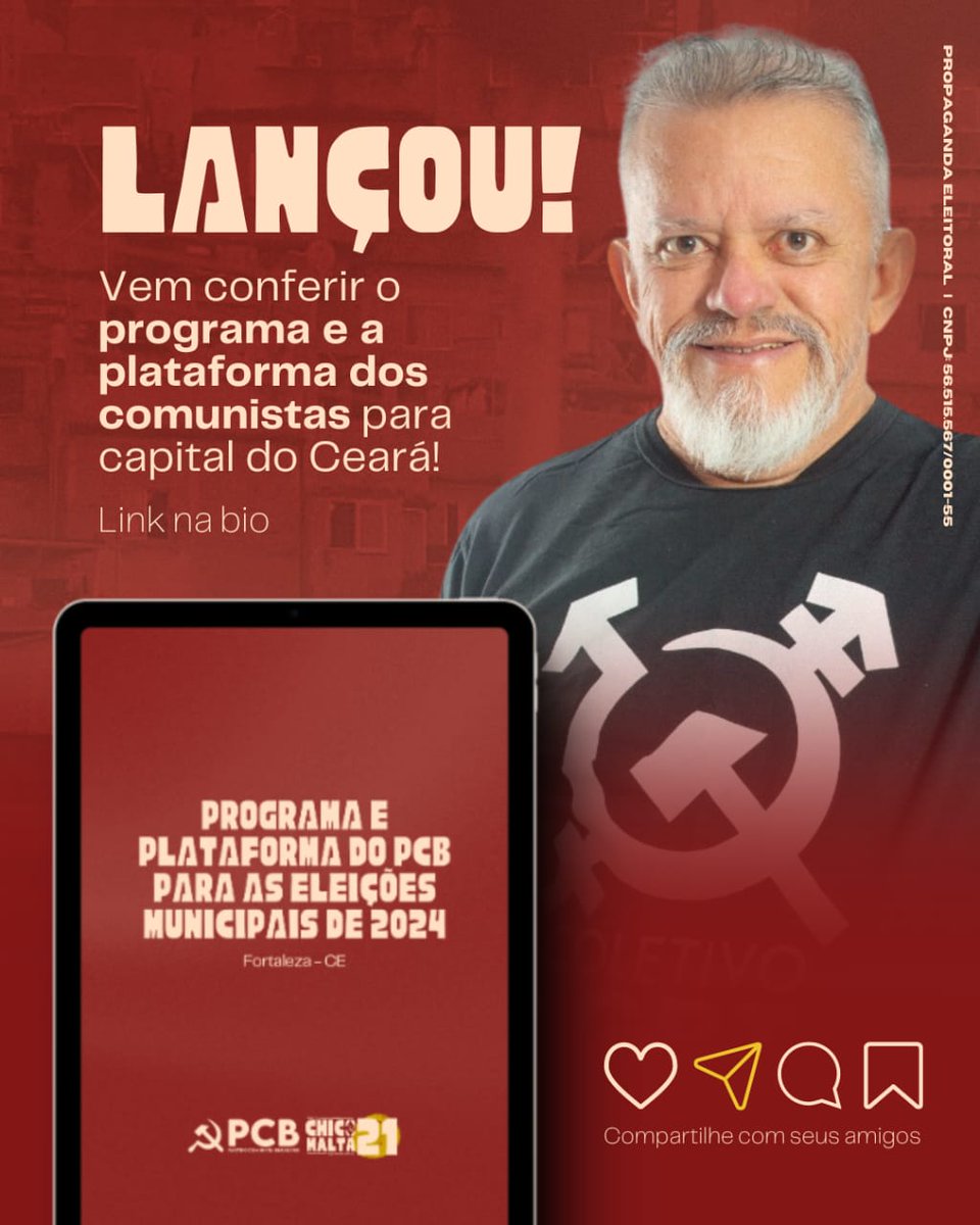 chicomaltapcb21's tweet photo. 📢 Nosso Programa para Fortaleza Está no Ar!

Temos o segundo maior programa registrado para as eleições municipais de Fortaleza, com uma plataforma comunista sólida e a proposta de construção do poder popular. https://t.co/Zeg0MEuLcL