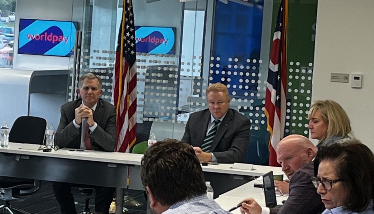 It was an honor to host Congressman <a href="/RepFrenchHill/">French Hill</a>  and Congressman <a href="/WarrenDavidson/">Warren Davidson 🇺🇸</a>, key leaders of the U.S. House Financial Services Committee, at Worldpay global corporate headquarters in Cincinnati today. A group of our passionate payment's experts had the chance to share with
